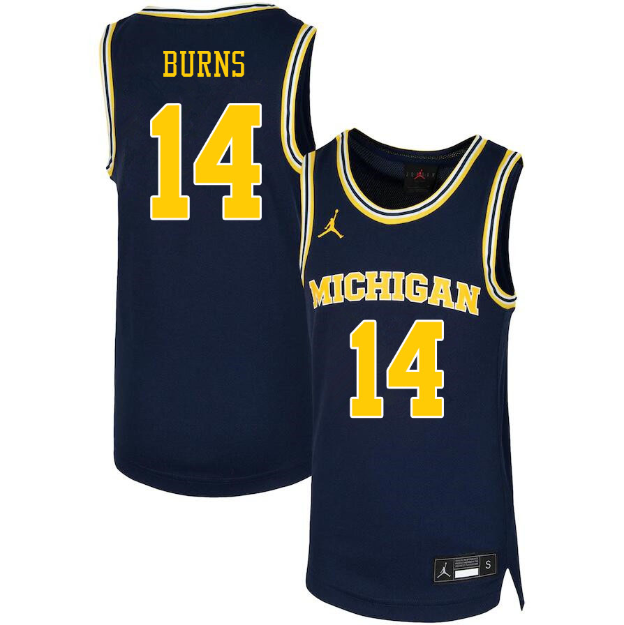 Men #14 Ian Burns Michigan Wolverines College Basketball Jerseys Stitched Sale-Navy